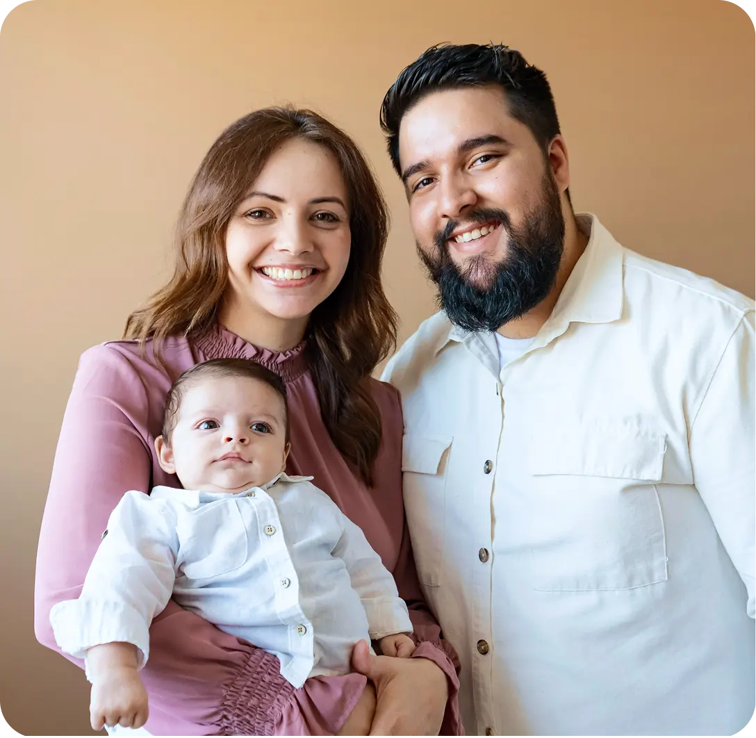 A young couple with a baby